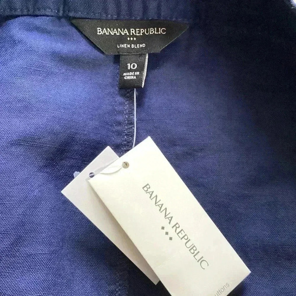 Banana Republic NWT Skirt Women’s 10 Navy Blue Front Button Linen Blend Mini - Picture 3 of 11